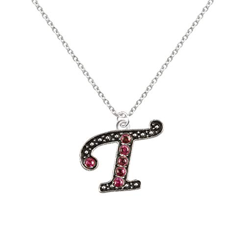 Pink Letter A-Z Alphabet Initial Charms Bead Necklace Pendant?Sterling Silver Necklace 26 Letters Alphabet Personalized Charm Pendant