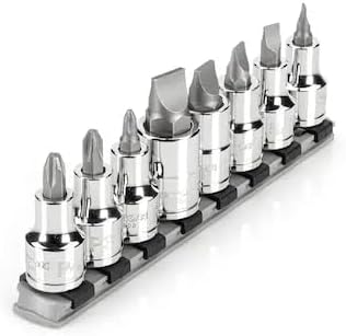 1/2 Inch Drive Phillips/Slotted Bit Socket Set with Rail, 8-Piece #2-#4, 1/4-5/8 in., Mfr: SHB92108-A