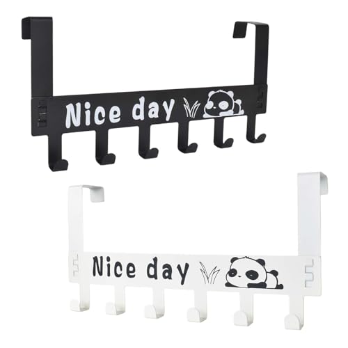 Luxvara 2 Appendiabiti da Porta, Ganci Appendi Abiti da Porte, Appendini da Porta con 6 Ganci, Acciaio Inox Attaccapanni da Porta per Appendere Cappotti, Asciugamani, Vestiti (Nero+Bianco)