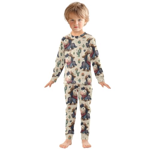 Pajama Sets Long Sleeve Cowboy Donkey Cactus Desert Soft Comfy Sleepwear 2 Piece PJS 3-8T2