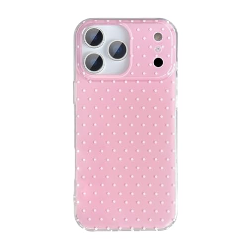 Coque iPhone 17 Pro cadeau idéal fille étui silicone rose à pois brillants