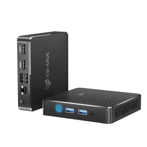 BMAX B4 Mini PC W-11,Ιntel 12th Gen Alder Lake-N95(hasta 3.4GHz,15W), 12GB LPDDR5 256GB SSD Mini Ordenadores, 2xHDMI 2.1,4K@60Hz, WiFi 5/ BT 5.0/RJ45-LAN,Mini Computadora para Escuela Educación
