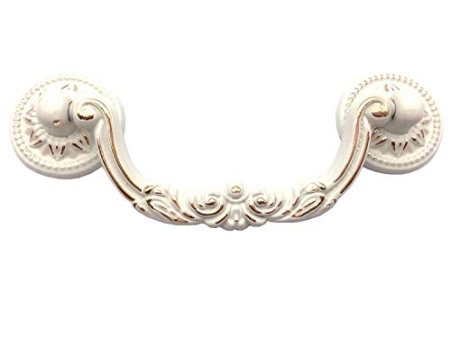 Comparison: Best Creamy White For Kitchen Cabinets 6 Creamy White Drawer Pull Dresser Knob Pull Drawer Knobs Pulls Handles Kitchen Cabinet Door Handle Furniture Ornate Hardware (NO.35)(Smaller Bail- C-C:3.75" (96 mm))
