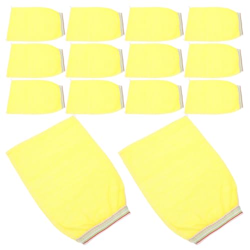 SHINEOFI Guantes Exfoliantes de Ducha Cómodos Suavizar el Tejido Baño Diario Desechables 25 Piezas, Fabricados en Tela No Tejida Amarilla