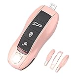 QBUC for Porsche Key Fob Cover,3-Piece Painted Key Shell Compatible with Porsche Cayenne Panamera Macan Cayman (Morandi Pink)