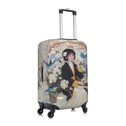 Gardenia Flowers Birds Print Luggage Suitcase Cover Protector Luggage Washable Covers With Concealed Zipper3