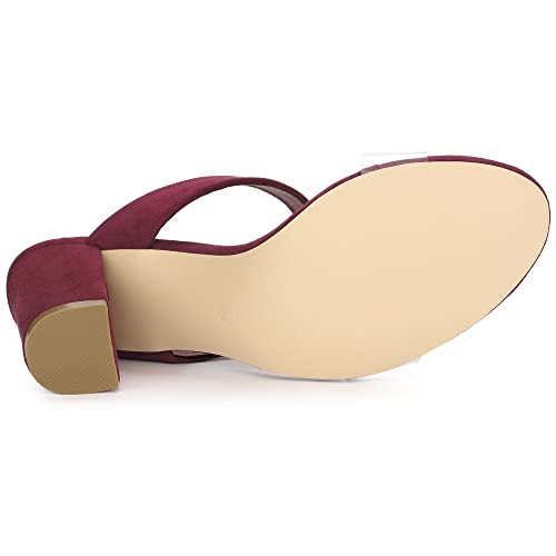 Sandales à talons carrés Allegra K bordeaux taille 39 avec double sangle transparente