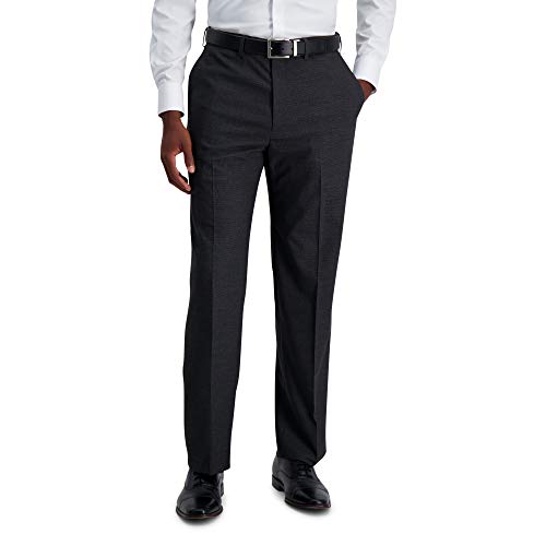 Haggar PLN Textured Grid Pant Charcoal 40 x 29