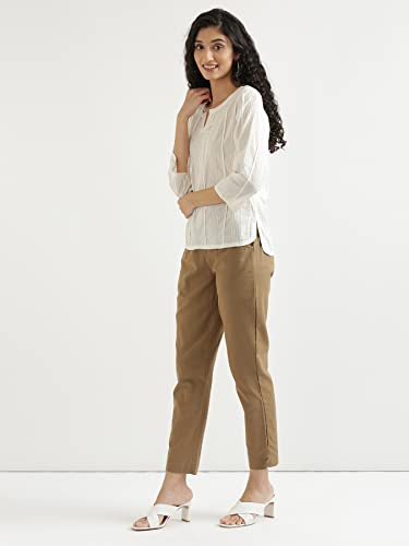 Image of SAADAA Everyday Cotton Top | Women's Regular Solid Color Top | Casual /Office Wear