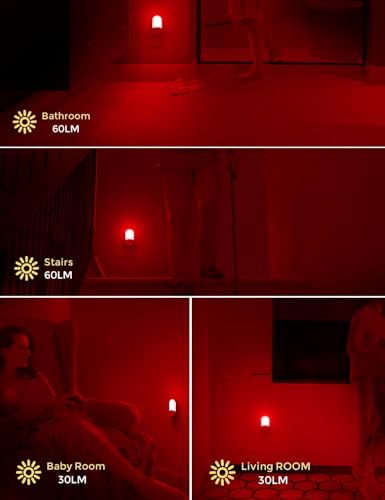 Image of L LOHAS LED Motion Sensor Night Light, Sleep Aid Red, 30 /60LM, 4 Pack