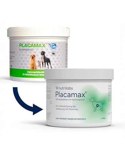 NutriLabs Placamax® Tabletten für Hunde 100 Stk. - Tabletten für Verdauung mit Ananaspulver, Vitamine, Pankreaspulver etc. - Gesundheitsprodukte für Hunde - Nahrungsergänzungsmittel Hund
