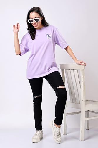 Image of TQH Women's Casual Printed Round Neck, Oversized Longline Drop Shoulder Boho Style T-Shirt