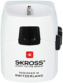 SKROSS World Travel Adapter Pro Light from EU to over 100 countries Suitable for 2-Pole and 3-pole plugs