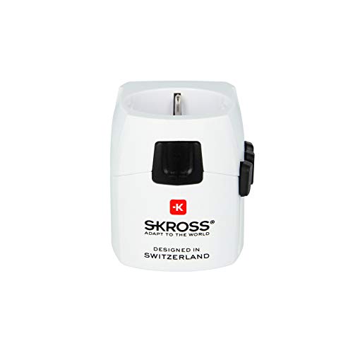 Foto von SKROSS PRO Light: 3-Pol-Reiseadapter für Reisende aus Europa (Schuko-Standard) mit patentiertem Länderschiebersystem für Reisen in über 100 Länder (USA, UK, Australien, China, …), weiß