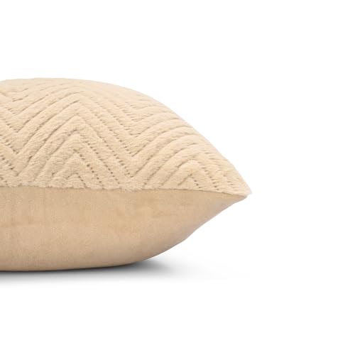 Image of Wakefit Designer Cushion Cover | 16x16 inch | Velvet Fabric | Machine Washable | Pack of 1 | Fur Beige