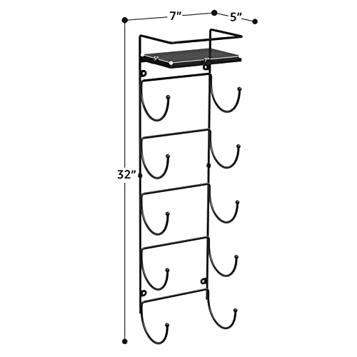 Sorbus Wall Towel Rack, 5-Tier Wood Shelf, Wall Mounted (Black) - image 2