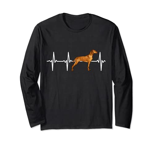 Vizsla Heartbeat Love My Dog Long Sleeve T-Shirt, Black