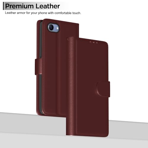 Image of Pikkme Realme 1 Flip Case Leather Finish | Inside TPU with Card Pockets | Wallet Stand and Shock Proof | Magnetic Closing | Complete Protection Flip Cover for Realme 1 (Brown)