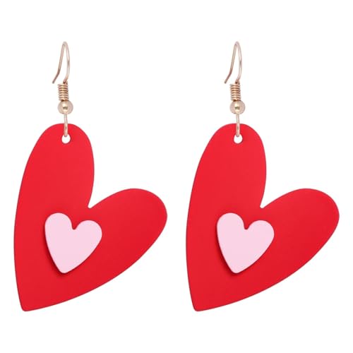 Belachick Hermoso Pendientes Aretes Mujeres Joyería Earrings Pendientes Charm Corazón Pendientes para Mujer 56777-Rd