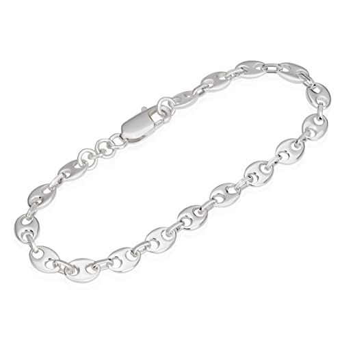 NKlaus Argent 18cm 925 Véritable chaîne en argent sterling Grains de café Bracelet homme 5,60mm 7,5gr 5455