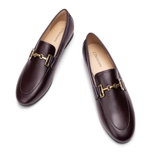 Image of C.Paravano Loafers for Women | Penny Loafers | Slip-on Flats Shoes | Moccasin for Walking | Women's Loafer Flat | Business Casual Shoe