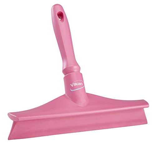 Image of Vikan 71251 Rubber Polypropylene Frame Bench Single Blade Squeegee, 10 inch, Pink