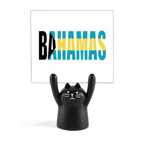 Porte-mémo chat noir Bahamas avec pince robuste pour notes