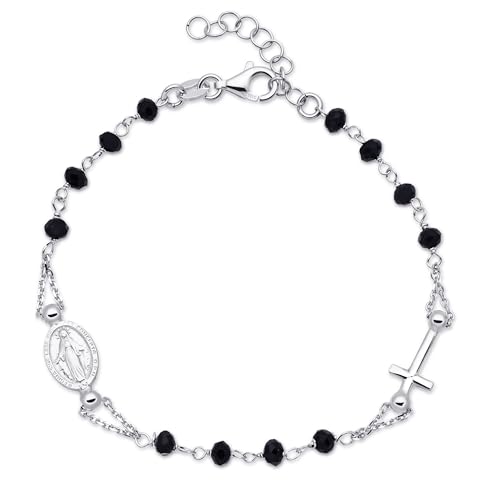 ELEMENTI SACRI: Impreziosita da una medaglia della Madonna Miracolosa e una croce in argento sterling, simboli di profonda devozione
