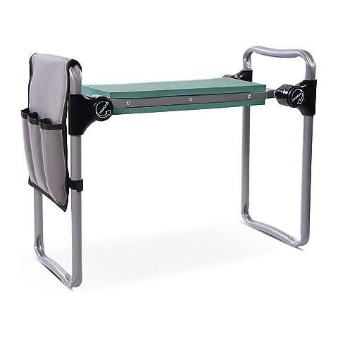 Try & DO Garden Kneeler and Seat with Smart Button-Press Design, Garden Stool with Soft EVA Kneeling Pad and Tool Bag, 2 in 1 Foldable and Lighrweight Cover