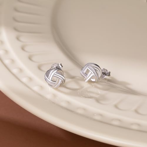 SLUYNZ 925 Sterling Silver Love Knot Stud Earrings for Teen Girls Women Twisted Stud Earrings Ball4