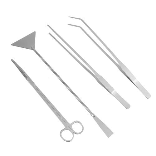 SUPVOX Stainless Steel Aquarium Cleaning Tools Tweezers Scissors Spatula Plant Care Kit