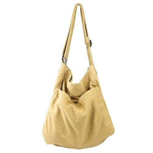 Image of Canvas Hobo Crossbody Shoulder Tote Bag for Women and Men W /Multi-pocket Casual Purse Messenger Bags Travel Work