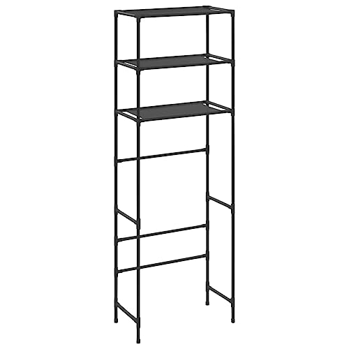 VidaXL Scaffale per Bagno con 3 Ripiani Nero