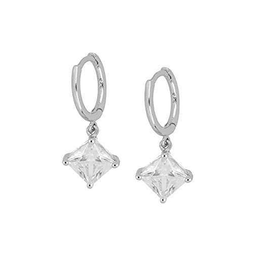 LYGXWJFC Quadratische Zirkon Perle Echte Creolen Für Frauen Runde Piercing Ohrring Schmuck Pendientes