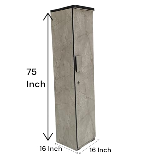 Image of Single Door Wardrobe for PGs,Hostels, Dormitory.1 Door Wardrobe with Lock Gujjubazar (Light caspio Marble)