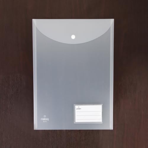 Image of POLEN 12 Pcs Vertical Transparent Button Bag,Folder with 40 Microns Poly Plastic File Folders-FS Letter Size,Snap Closure,Waterproof and Organizer Bags for School,College,Office and Etc.(White)