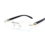 Street Knitted Vintage Small Clear Lens Rimless Retro Yellow Gold Plated Frame Hip Hop Rectangle Men Frameless 90’s Shades Black Arm Fashion Frameless Square Clear Tinted Glasses