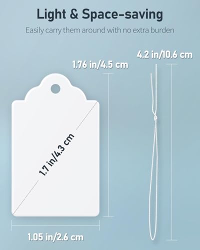 Image of DIY Crafts White Price Display Tags with String for Jewelry, Clothing Tie Label Paper Tag for Jewellery Retail Shops Watch Kitchen Clothes Content Label, Goods Price Tag (Pack of 100 Pcs)