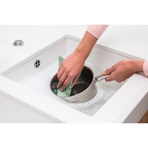 Brabantia - Sinkside Microfibre Dish Cloths - Machine Washable - Absorbs 7 Times its Own Weight - for Cleaning Dishes & Countertops - Less Detergent Needed - Set of 2 - Jade Green - Image 3