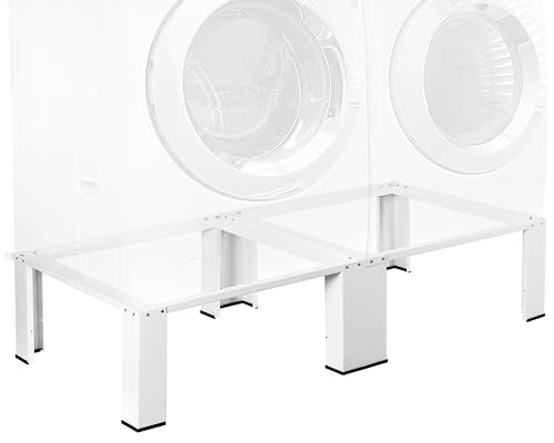 Universal Laundry Dual Pedestal for Washer and Dryer Set, Washing Machine Stand, Dryer Base, White, LF-WDP01