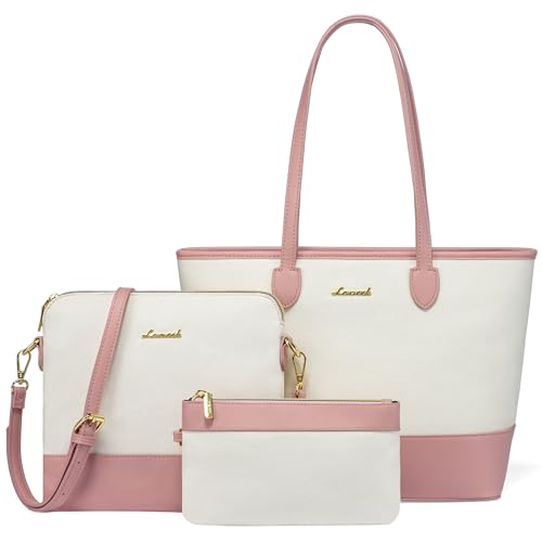 LOVEVOOK Purse and Wallet Set for Women Handbag 3Pcs Canvas Tote Satchel Purses Ladies Shoulder Bags