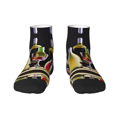 YANYU Calcetines de cóctel y botellas de vino con estampado de copas de vino para todos los días para hombres y mujeres, calcetines cómodos para adultos, 2 negro-2, talla única