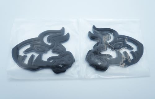 Image of 2Pc Angry Bull Badge 3D Emblem Custom Sticker Nameplate Replacement for Universal Car Body Motorcycle SUV Door Window Decoration (Black)