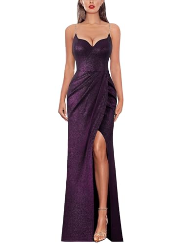 VFSHOW womens Vfshow Womens Formal Prom High Slit Ruched Maxi Dress