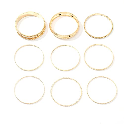 9Pcs Bohemian Indian Chunky Stackable Textured Bangle Bracelet Set Multilayer Boho Cable Rhinestone Bead Bracelet For Women Teen Girl Friend Vintage African Wedding Jewelry Birthday Gift-C 9Pcs #TOP6