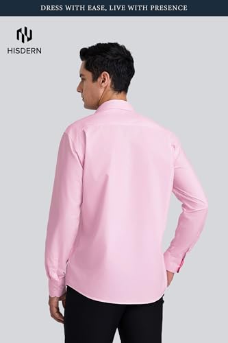 Image of HISDERN Mens Business Dress Shirts Long Sleeve Casual Button Down Shirt Formal Inner Collar Contrast Shirt for Men Wedding