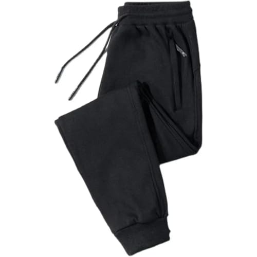 Men's Soft Warm Casual Pants Elastic Waist Zipper Pockets Drawstring Loose Spring Sweatpants2