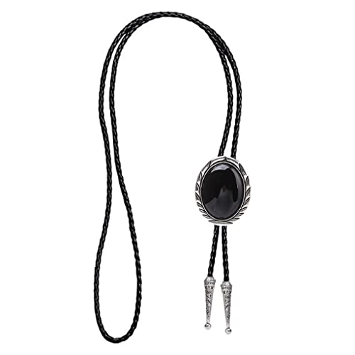 Huabola Calyn Bolo Tie, Handmade Round Shape Western Cowboy Bolo Ties For Men Black #TOP4