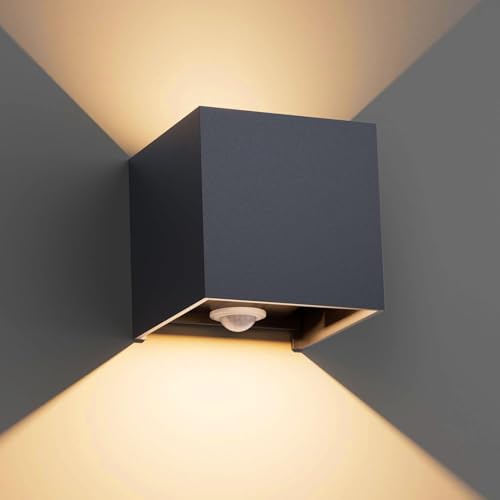 Klighten 12W Aussenlampe Außenwandleuchte mit Bewegungsmelder, Außenlampe mit bewegungsmelder Einstellbarer Lichtstrahl, Wandleuchte mit...