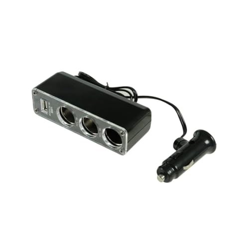Adaptador de encendedor de cigarrillos de 1 por ciento 12V 3V Sport Splitter DC Outlet con puertos USB Multifunción enchufe de encendedor de (negro) encendedores (negros)